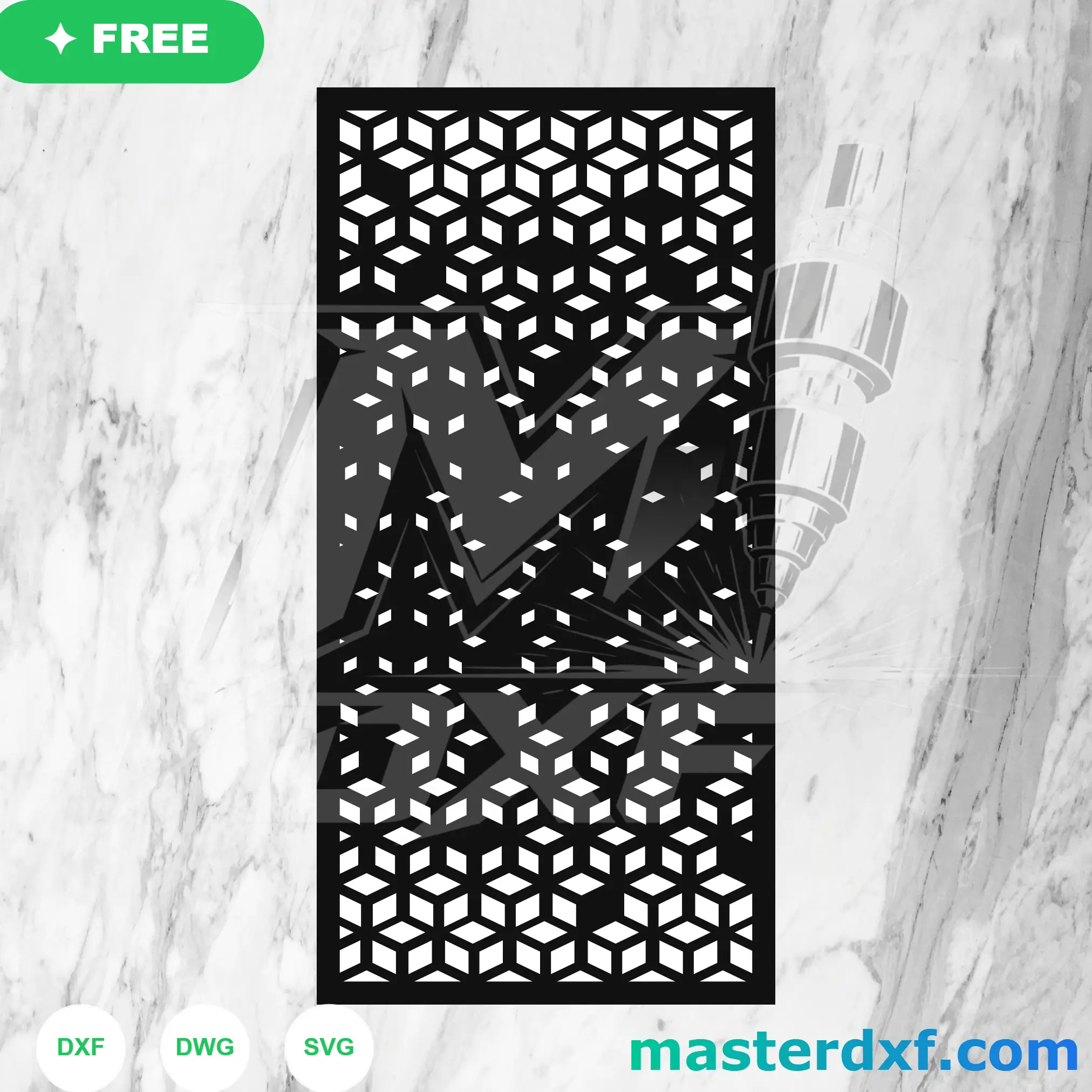 3D Optical Isometric Cube Lattice Screen Cutting File DXF File